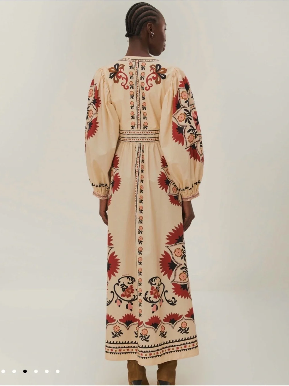 Farm Rio Cream Cashew Mandala Maxi Dress NWT Size M - Picture 4 of 8